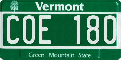 VT license plate COE180