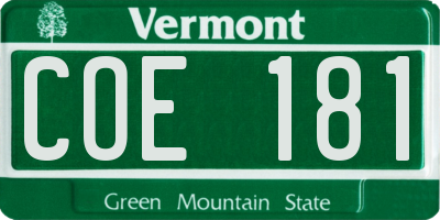 VT license plate COE181