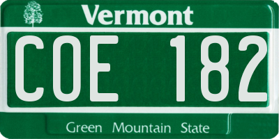 VT license plate COE182