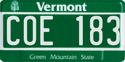 VT license plate COE183