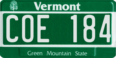 VT license plate COE184