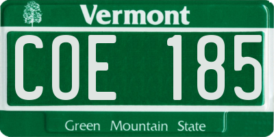 VT license plate COE185