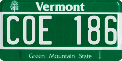 VT license plate COE186