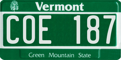 VT license plate COE187
