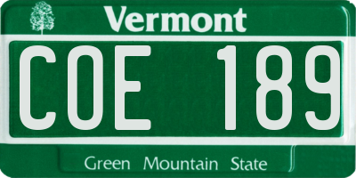 VT license plate COE189