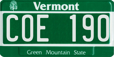 VT license plate COE190