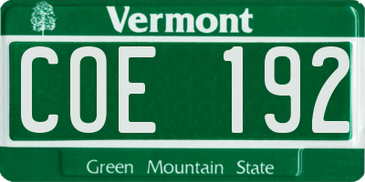 VT license plate COE192