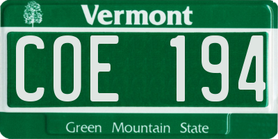 VT license plate COE194