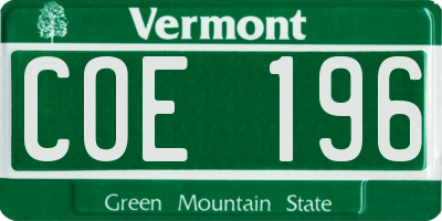VT license plate COE196