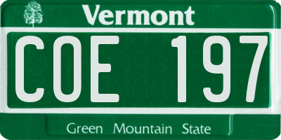VT license plate COE197