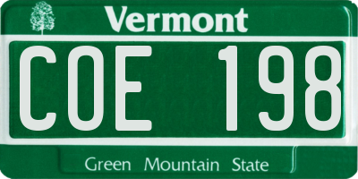 VT license plate COE198