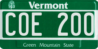VT license plate COE200