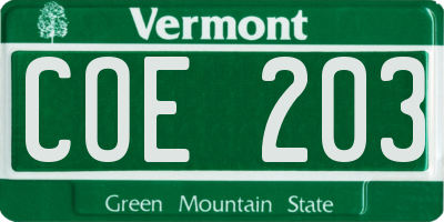 VT license plate COE203