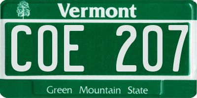 VT license plate COE207