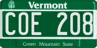 VT license plate COE208
