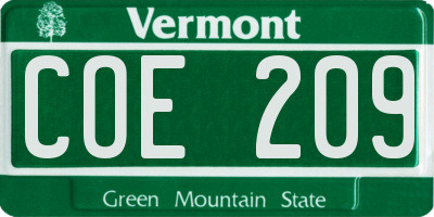 VT license plate COE209