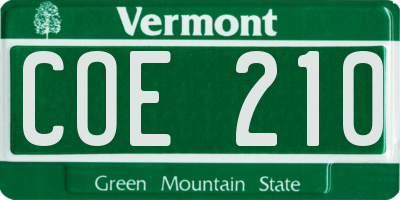 VT license plate COE210