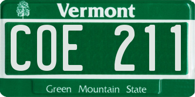 VT license plate COE211