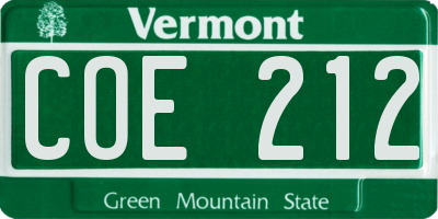 VT license plate COE212