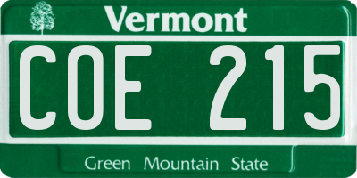 VT license plate COE215