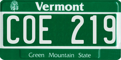 VT license plate COE219