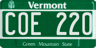 VT license plate COE220