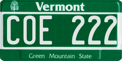 VT license plate COE222
