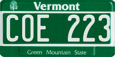 VT license plate COE223