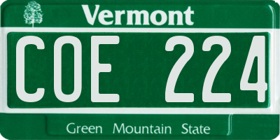 VT license plate COE224