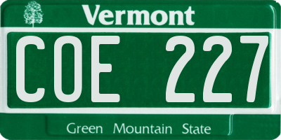 VT license plate COE227