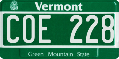 VT license plate COE228