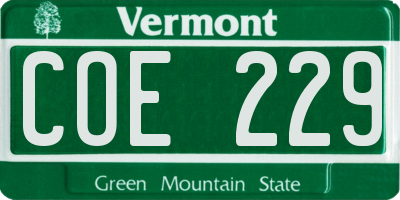 VT license plate COE229