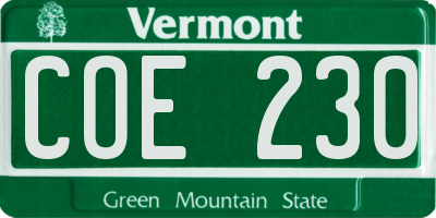 VT license plate COE230