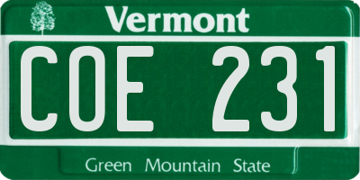 VT license plate COE231