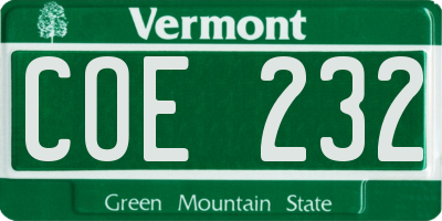 VT license plate COE232