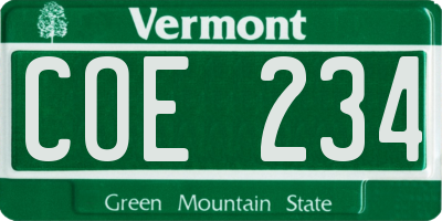 VT license plate COE234