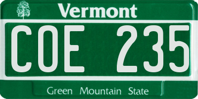 VT license plate COE235