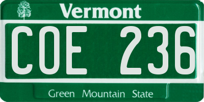 VT license plate COE236