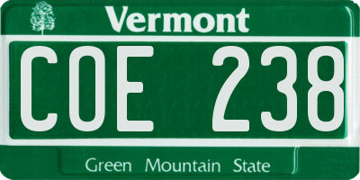 VT license plate COE238