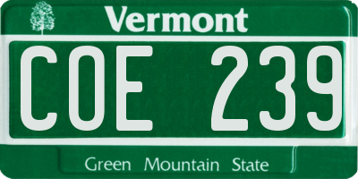 VT license plate COE239