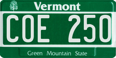 VT license plate COE250