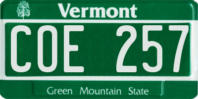 VT license plate COE257