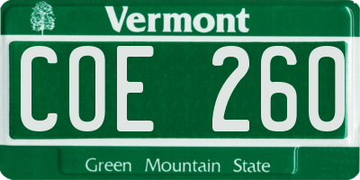 VT license plate COE260