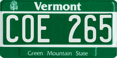 VT license plate COE265
