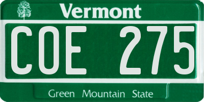 VT license plate COE275