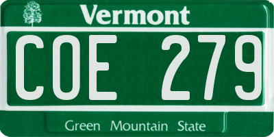 VT license plate COE279