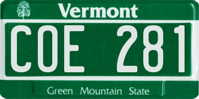 VT license plate COE281