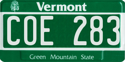 VT license plate COE283