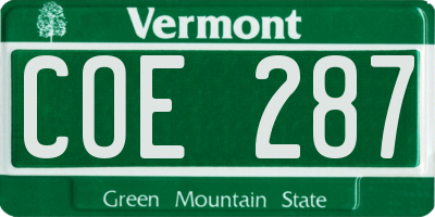VT license plate COE287