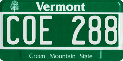 VT license plate COE288